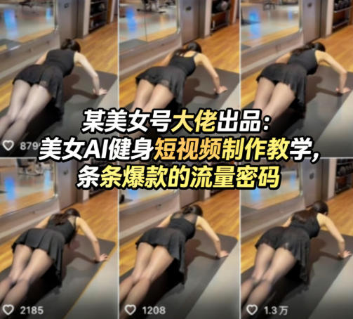 某美女号大佬出品：美女AI健身短视频制作教学，条条爆款的流量密码-搞薯条网