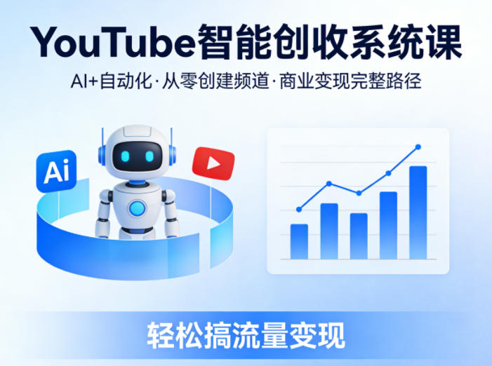 YouTube智能创收系统课，AI+自动化，从零创建YouTube频道并实现商业变现的完整路径，轻松搞流量变现-搞薯条网