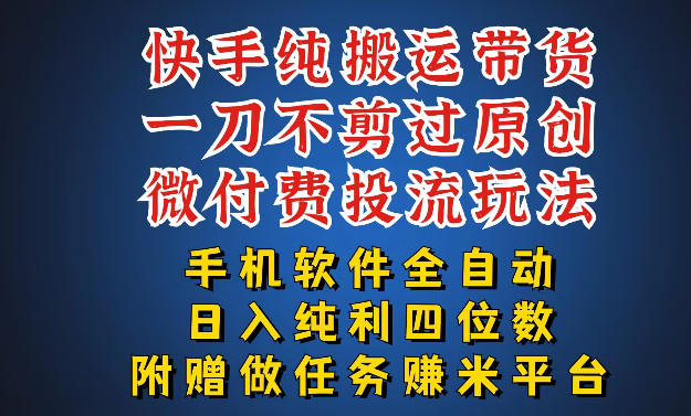 最新黑科技快手搬运带货方法,手机就能操作,轻松带你日入四位数【揭秘】-搞薯条网