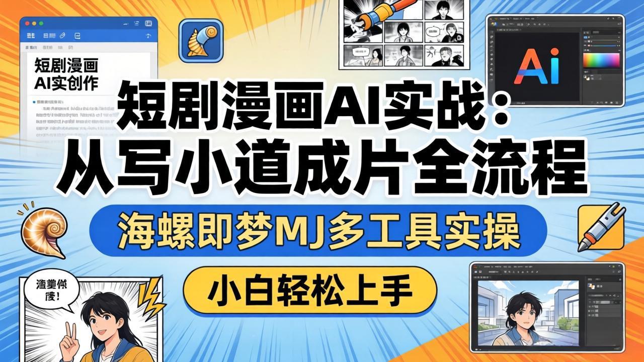 短剧漫画AI实战:从写小说到成片全流程,海螺即梦MJ多工具实操,小白轻松上手-搞薯条网