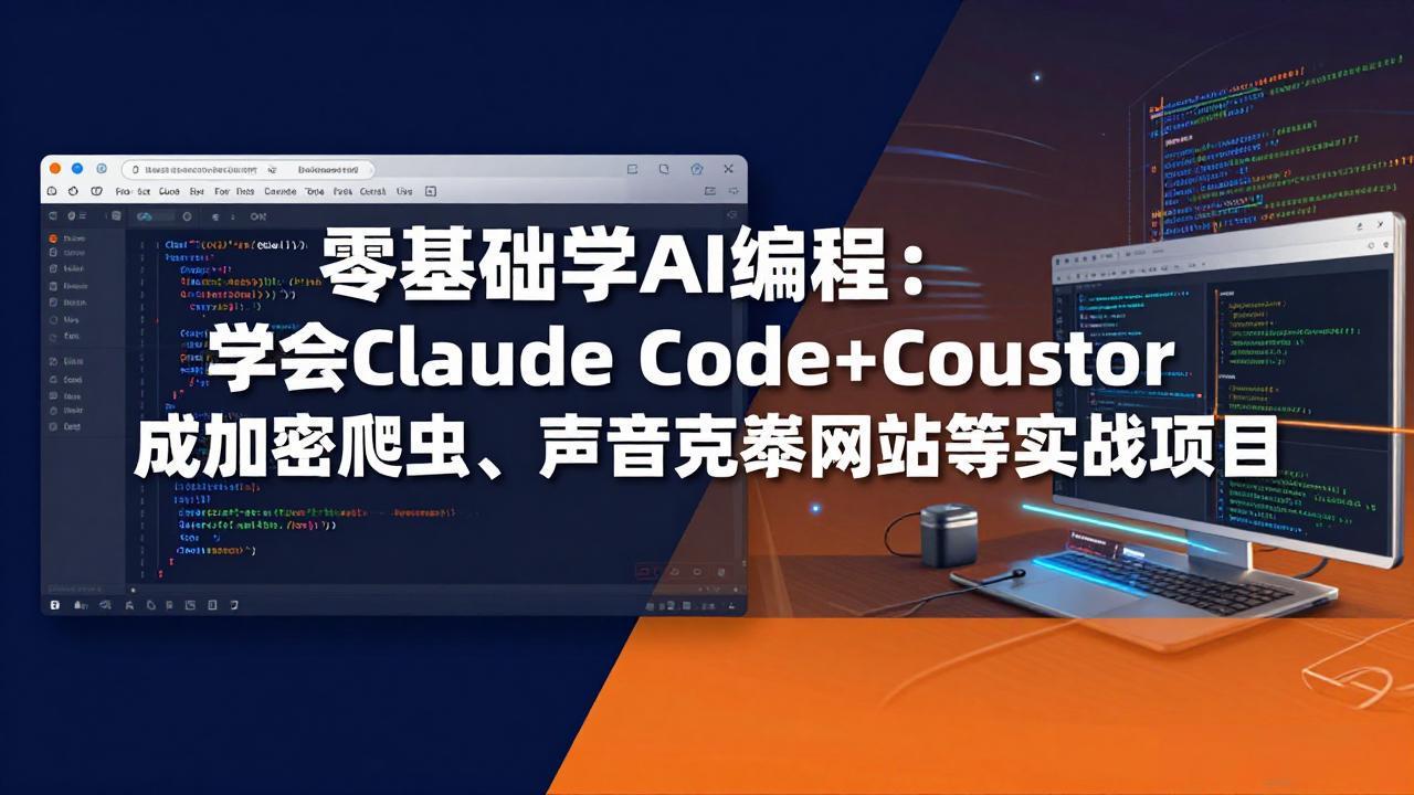 零基础学AI编程：学会Claude Code+Cursor完成加密爬虫、声音克隆网站等实战项目-搞薯条网