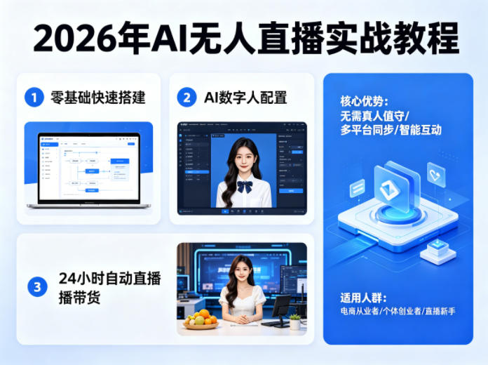 2026年AI无人直播实战教程，零基础也能快速搭建AI数字人无人直播间，实现24小时自动直播带货-搞薯条网