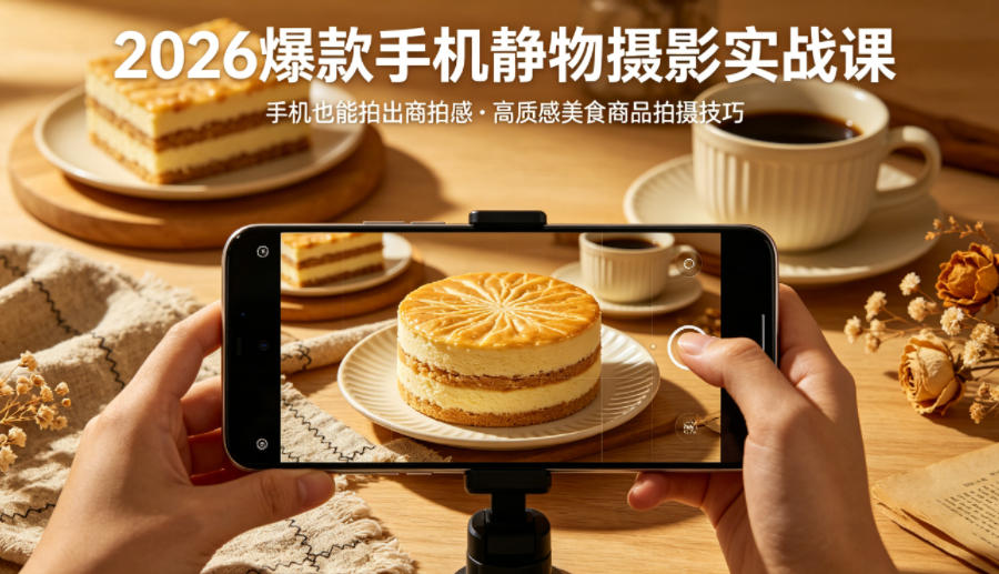 2026爆款手机静物摄影实战课，手机也能拍出商拍感，学会拍出高质感美食商品-搞薯条网