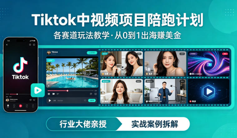 某大佬的Tiktok中视频项目陪跑,涵盖TK各个赛道玩法教学,从0到1出海賺美金-搞薯条网