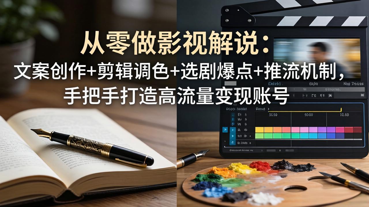从零做影视解说:文案创作+剪辑调色+选剧爆点+推流机制,手把手打造高流量变现账号-搞薯条网