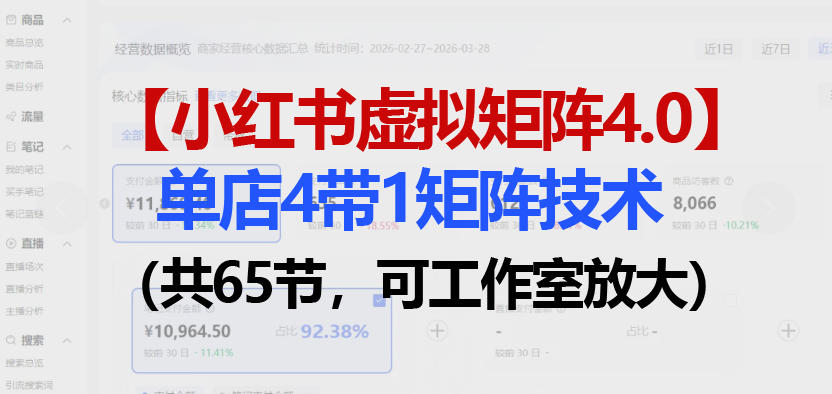小红书虚拟矩阵4.0技术:单店4带1矩阵(共65节,可工作室放大)-搞薯条网