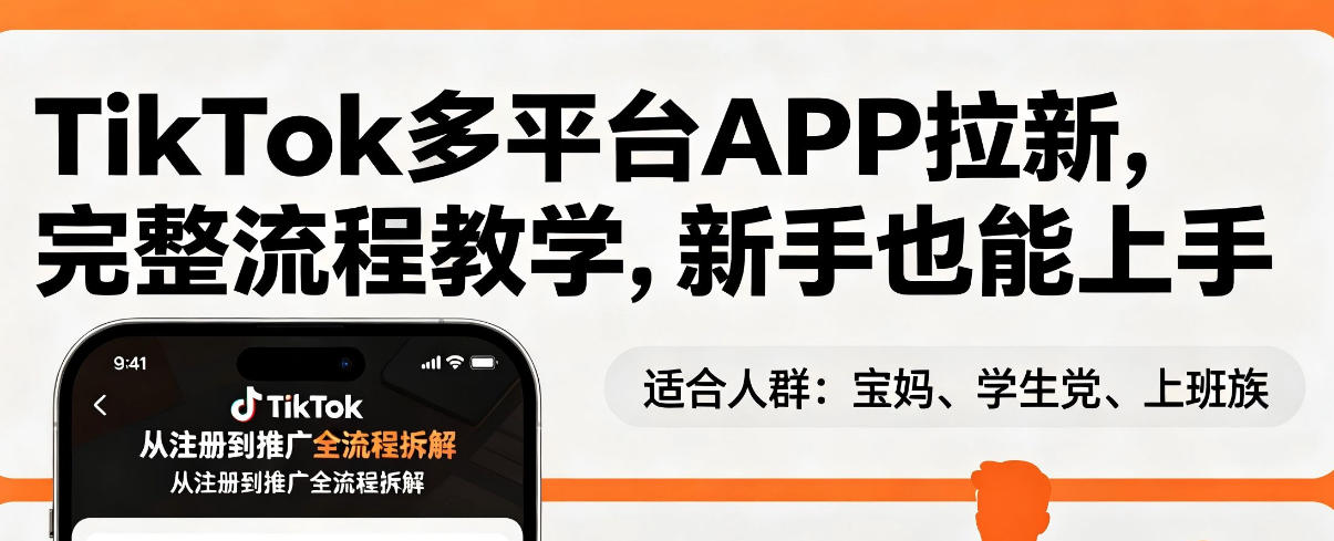 TikTok多平台APP拉新,完整流程教学,新手也能上手,轻松出海搞美金-搞薯条网
