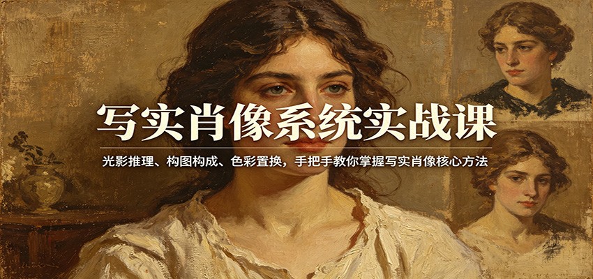 写实肖像系统实战课：光影推理、构图构成、色彩置换，手把手教你掌握写实肖像核心方法-搞薯条网