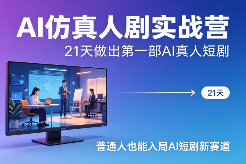 AI仿真人剧实战营,21天做出第一部AI真人短剧,普通人也能入局AI短剧新赛道-搞薯条网