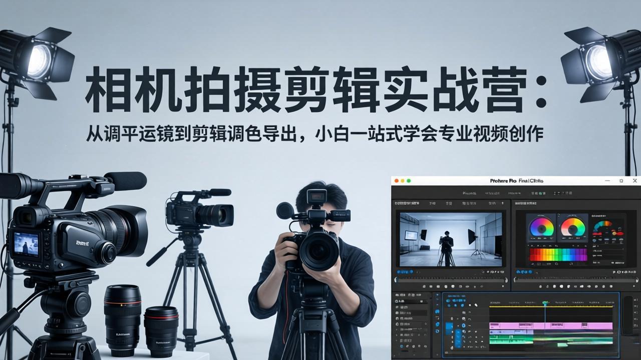 相机拍摄剪辑实战营:从调平运镜到剪辑调色导出,小白一站式学会专业视频创作-搞薯条网