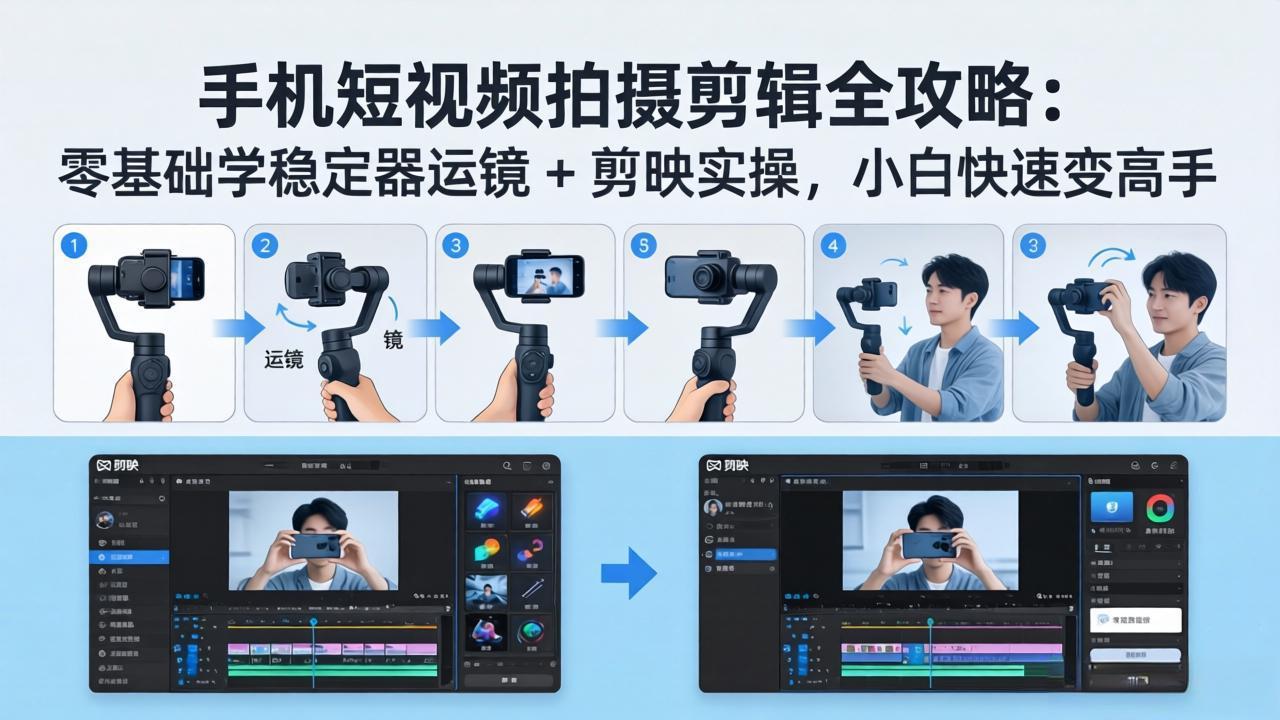 手机短视频拍摄剪辑全攻略:零基础学稳定器运镜 + 剪映实操,小白快速变高手-搞薯条网