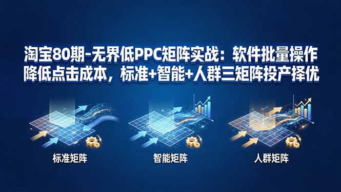 淘宝80期-无界低PPC矩阵实战：软件批量操作降低点击成本，标准+智能+人群三矩阵投产择优-搞薯条网