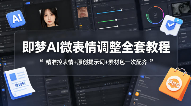 即梦AI微表情调整全套教程，精准控表情+原创提示词+素材包一次配齐-搞薯条网