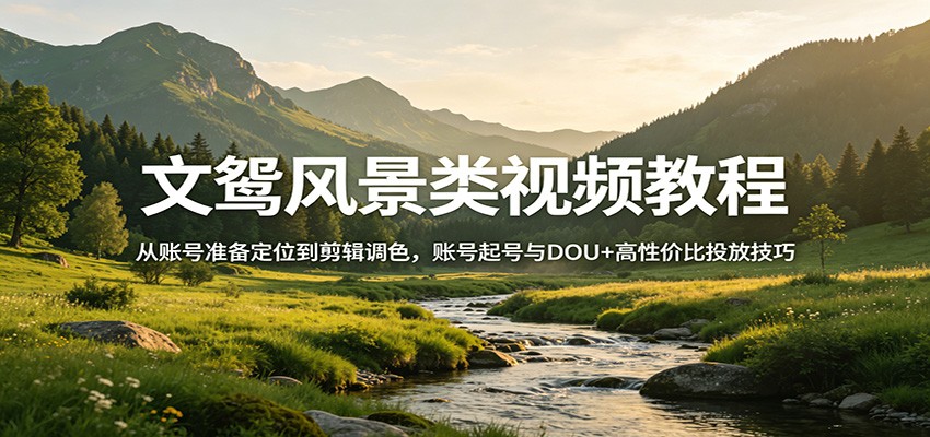 文鸳风景类视频教程：从账号准备定位到剪辑调色，账号起号与DOU+高性价比投放技巧-搞薯条网