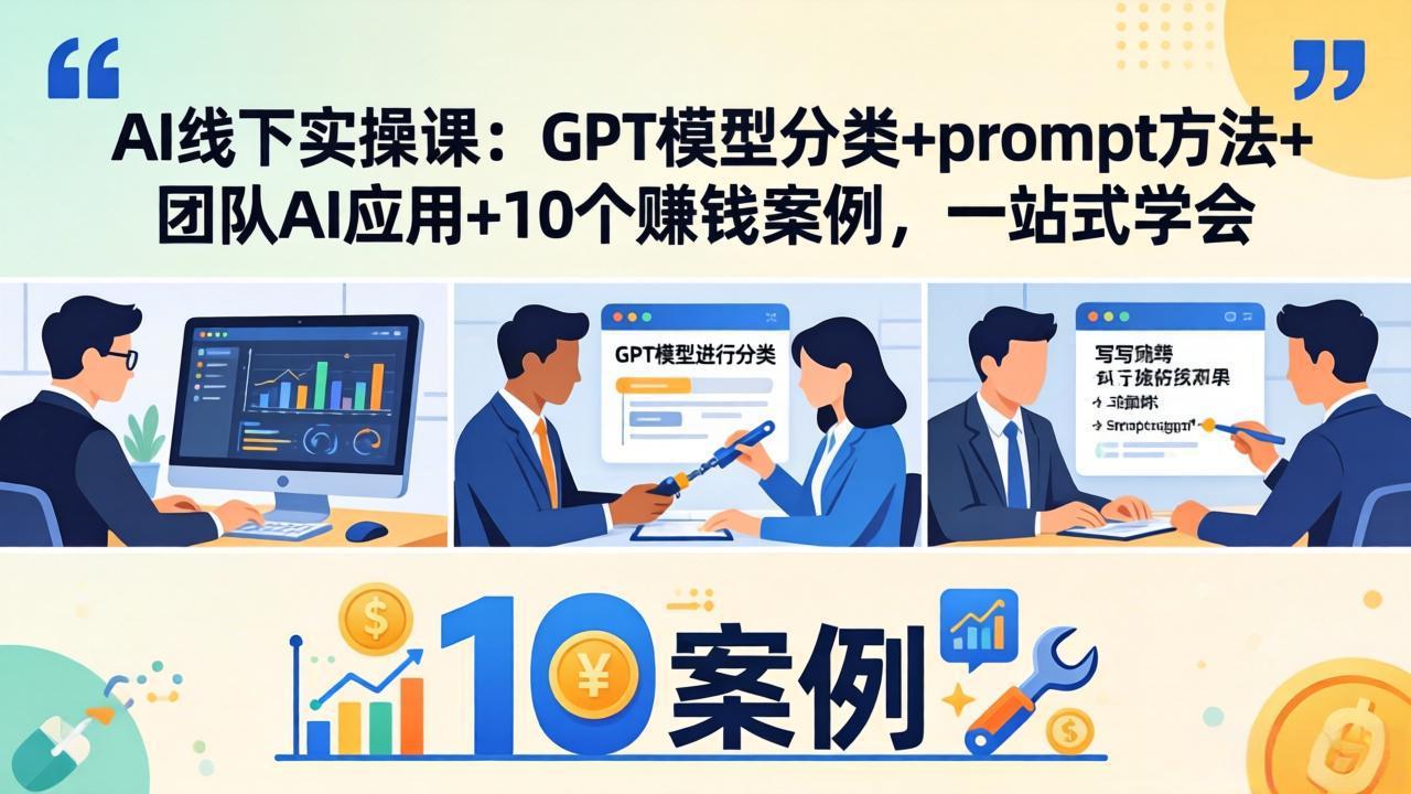 AI线下实操课：GPT模型分类+prompt方法+团队AI应用+10个赚钱案例，一站式学会-搞薯条网