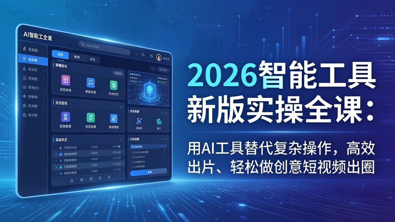 2026智能工具新版实操全课:用AI工具替代复杂操作,高效出片、轻松做创意短视频出圈-搞薯条网