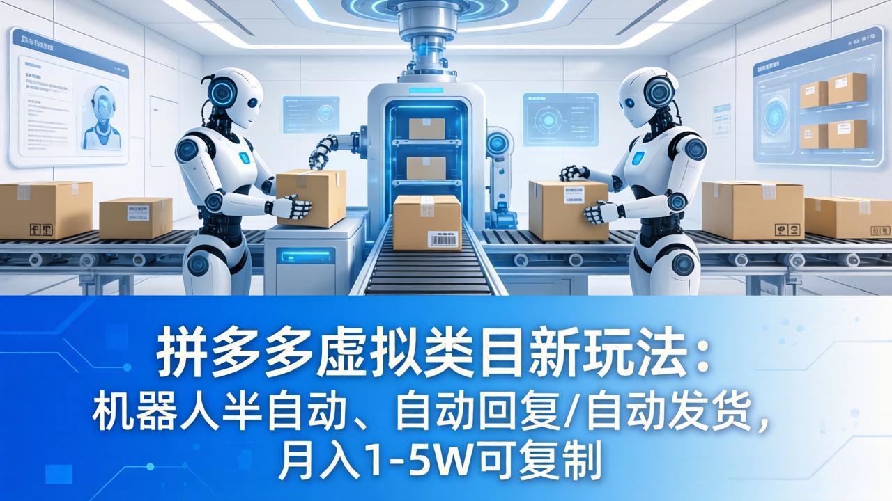 拼多多虚拟类目新玩法：机器人半自动、自动回复 /自动发货，月入 1-5W 可复制-搞薯条网
