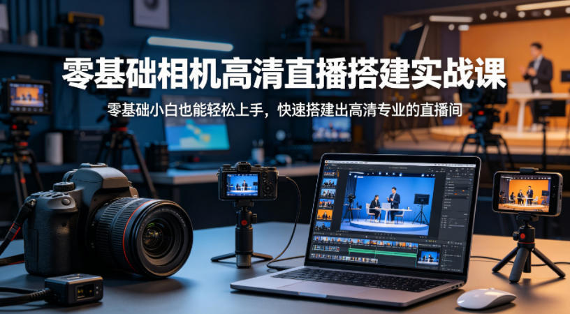 零基础相机高清直播间搭建实战课，小白也能轻松上手，快速搭建出高清专业的直播间-搞薯条网
