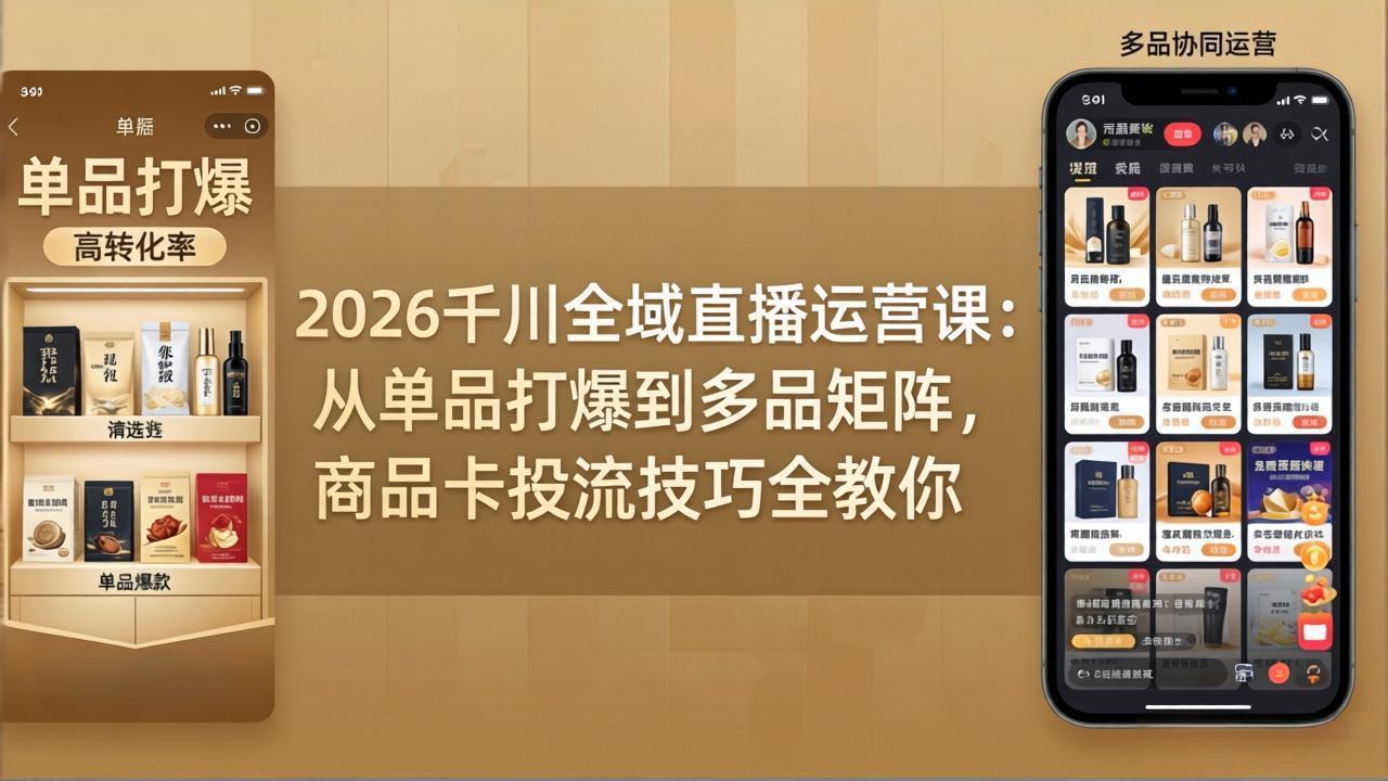 2026千川全域直播运营课：从单品打爆到多品矩阵，商品卡投流技巧全教你-搞薯条网