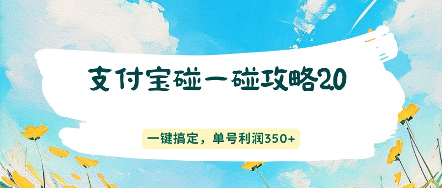 支付宝碰一碰攻略2.0，一键搞定，单号利润350+-搞薯条网