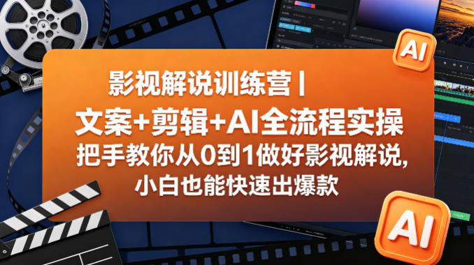 影视解说训练营｜文案+剪辑+AI全流程实操，把手教你从0到1做好影视解说，小白也能快速出爆款-搞薯条网