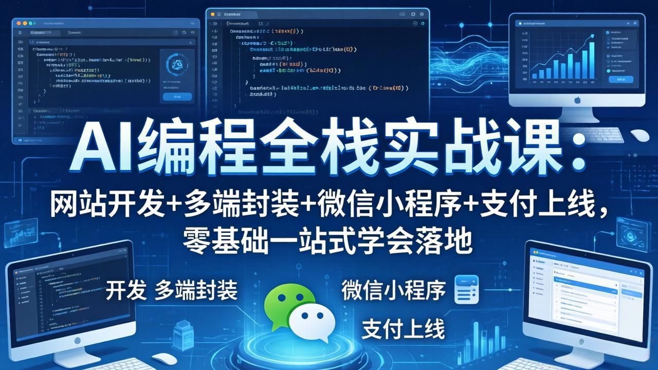 AI编程全栈实战课:网站开发+多端封装+微信小程序+支付上线,零基础一站式学会落地-搞薯条网