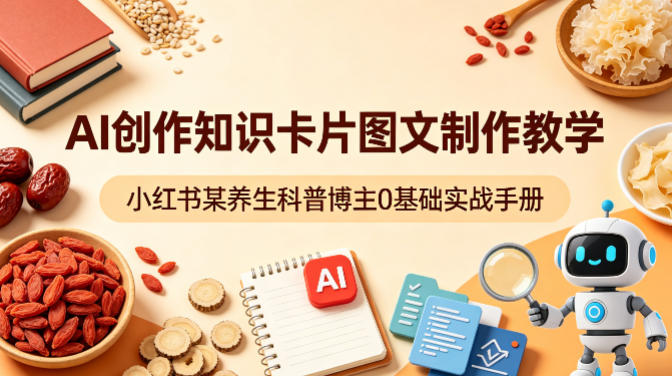 AI创作知识卡片图文制作教学，小红书某养生科普博主0基础实战手册-搞薯条网