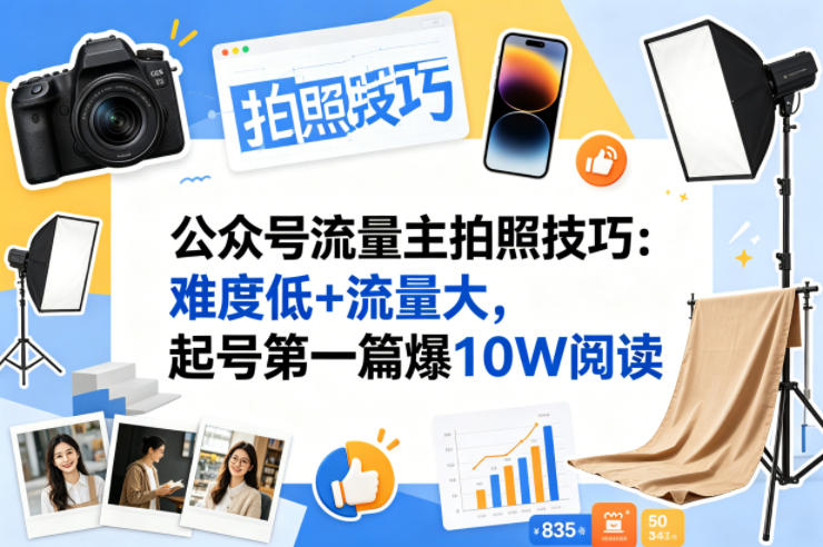 公众号流量主之拍照技巧赛道，难度低+流量大，起号第一篇就爆了10w阅读-搞薯条网