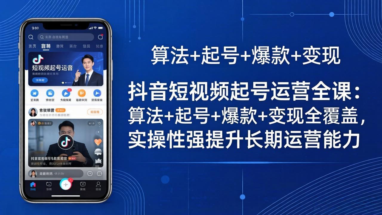 抖音短视频起号运营全课：算法+起号+爆款+变现全覆盖，实操性强提升长期运营能力-搞薯条网