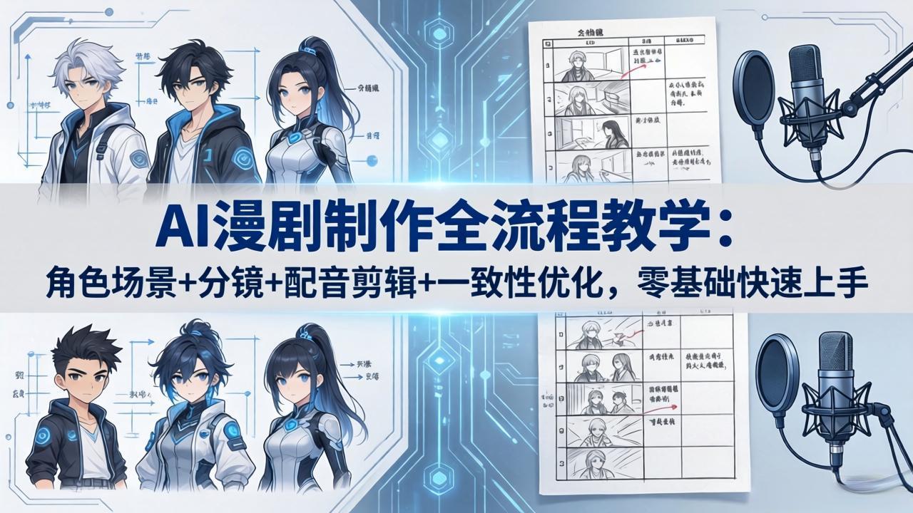 AI漫剧制作全流程教学：角色场景+分镜+配音剪辑+一致性优化，零基础快速上手-搞薯条网
