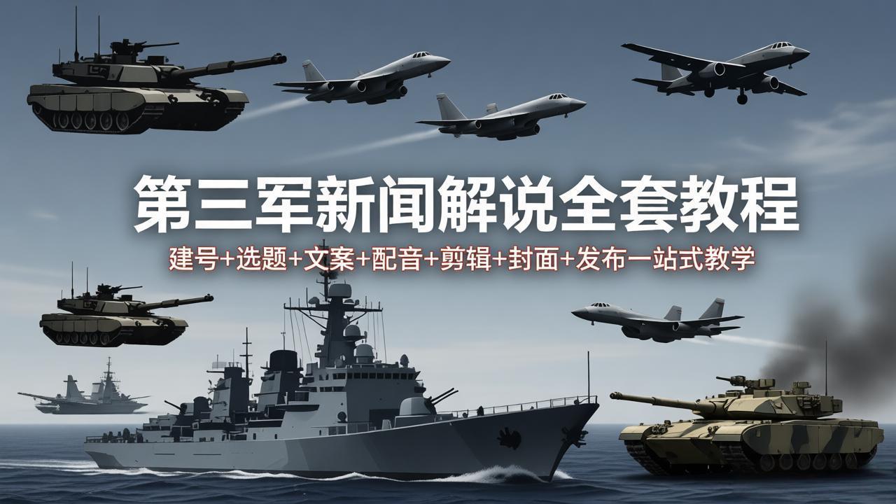 第三军迷新闻解说全套教程：建号+选题+文案+配音+剪辑+封面+发布一站式教学-搞薯条网