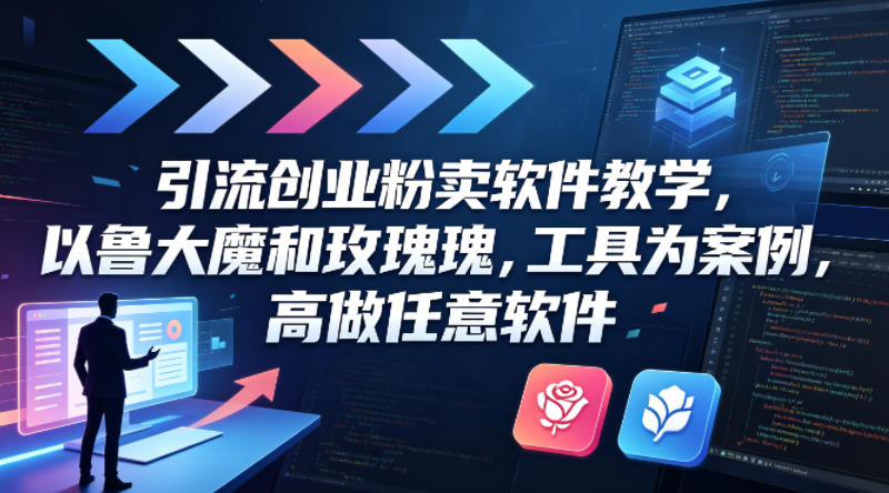 引流创业粉卖软件教学，以鲁大魔和玫瑰工具为案例，可做任意软件-搞薯条网