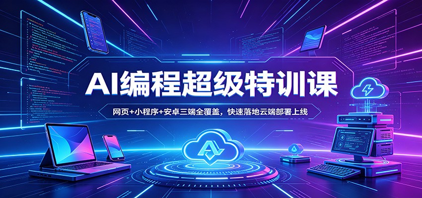 AI编程超级特训课：网页+小程序+安卓三端全覆盖，快速落地云端部署上线-搞薯条网