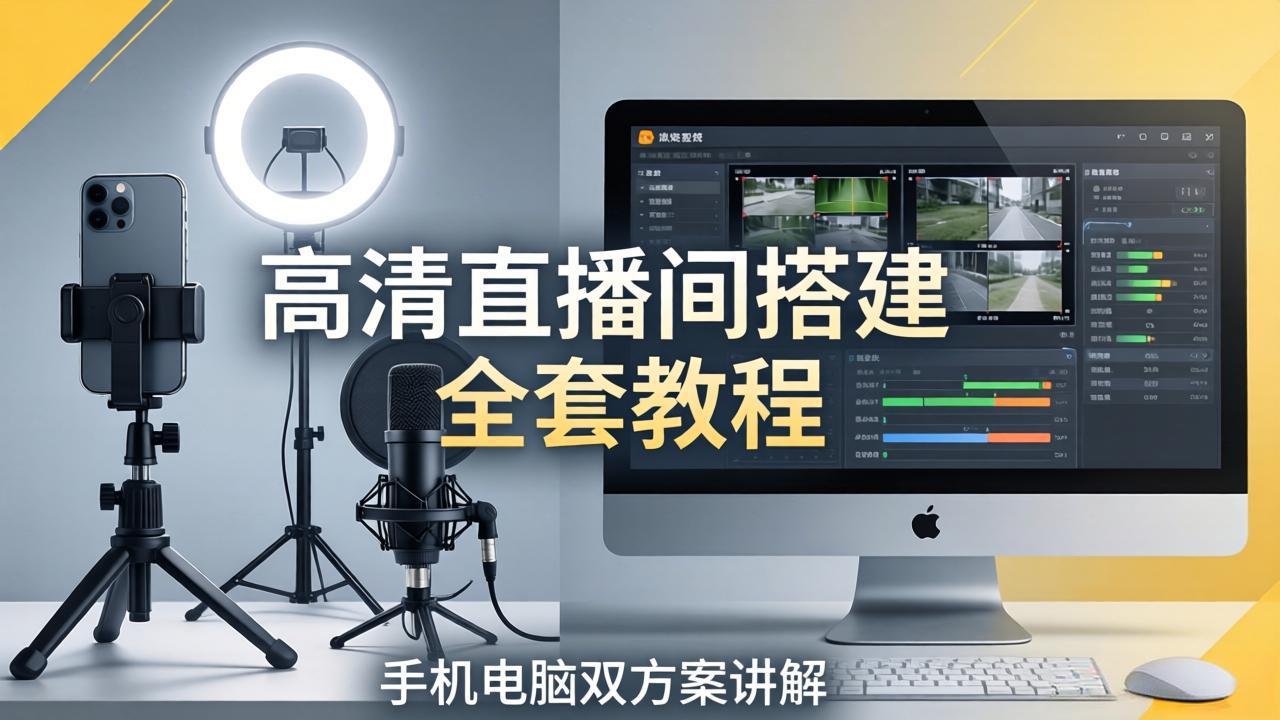 高清直播间搭建全套教程，手机电脑双方案讲解，设备选型调试多机位实操教学-搞薯条网