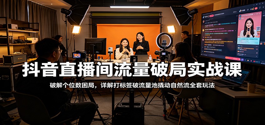 抖音直播间流量破局实战课：破解个位数困局，详解打标签破流量池撬动自然流全套玩法-搞薯条网