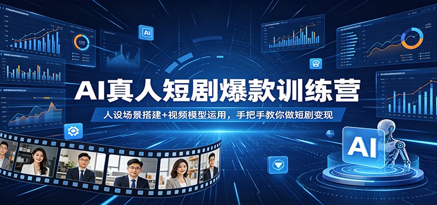 AI真人短剧爆款训练营：人设场景搭建+视频模型运用，手把手教你做短剧变现-搞薯条网