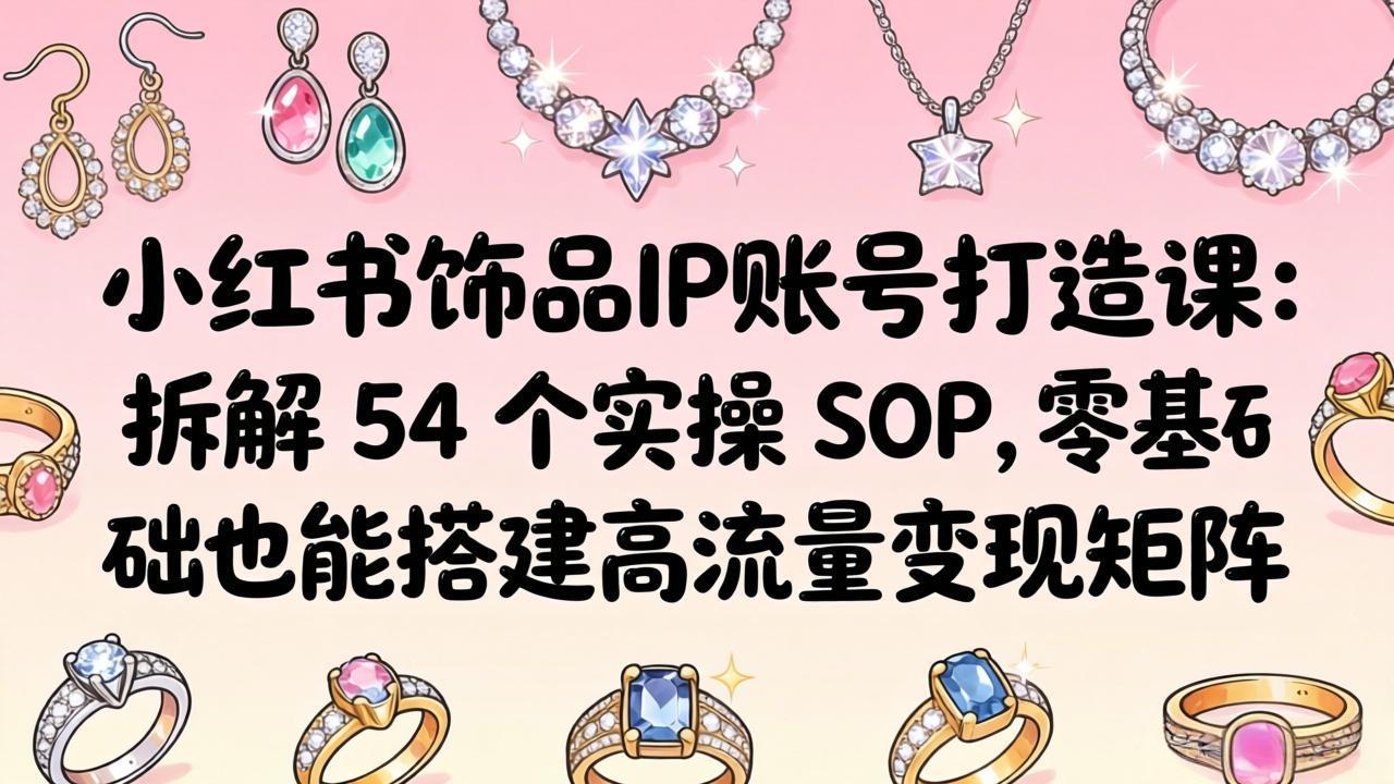 小红书饰品IP账号打造课：拆解 54 个实操 SOP，零基础也能搭建高流量变现矩阵-搞薯条网