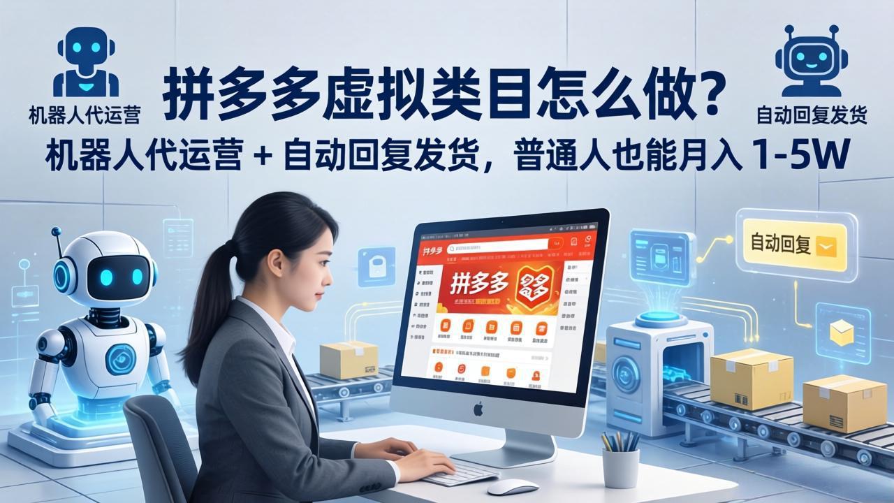 拼多多虚拟类目怎么做？机器人代运营 + 自动回复发货，普通人也能月入 1-5W-搞薯条网