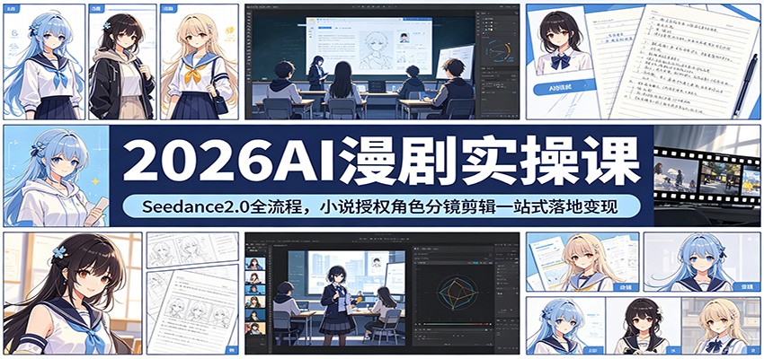 2026AI漫剧实操课：Seedance2.0全流程，小说授权角色分镜剪辑一站式落地变现-搞薯条网