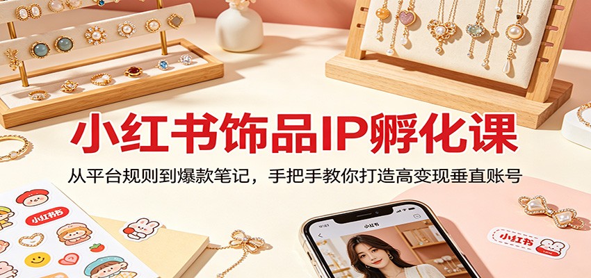 小红书饰品IP孵化课：从平台规则到爆款笔记，手把手教你打造高变现垂直账号-搞薯条网