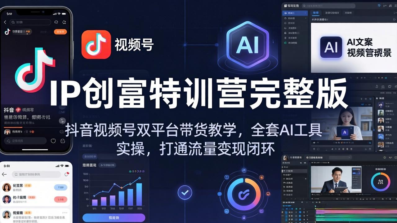 IP创富特训营完整版：抖音视频号双平台带货教学，全套AI工具实操，打通流量变现闭环-搞薯条网