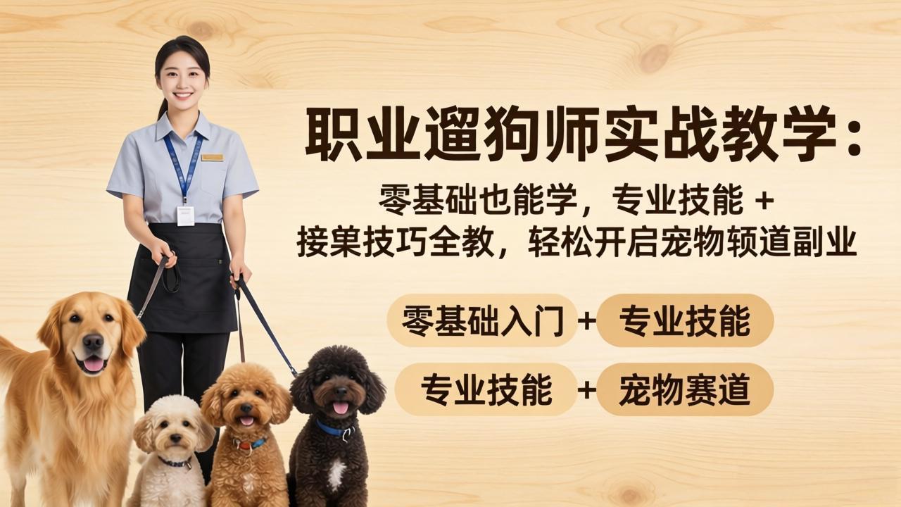 职业遛狗师实战教学：零基础也能学，专业技能 + 接单技巧全教，轻松开启宠物赛道副业-搞薯条网