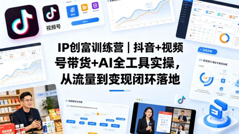 IP创富训练营｜抖音+视频号带货+AI全工具实操，从流量到变现闭环落地-搞薯条网