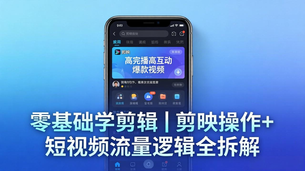 【零基础学剪辑】剪映操作+短视频流量逻辑全拆解｜手把手教你剪出高完播高互动爆款视频-搞薯条网