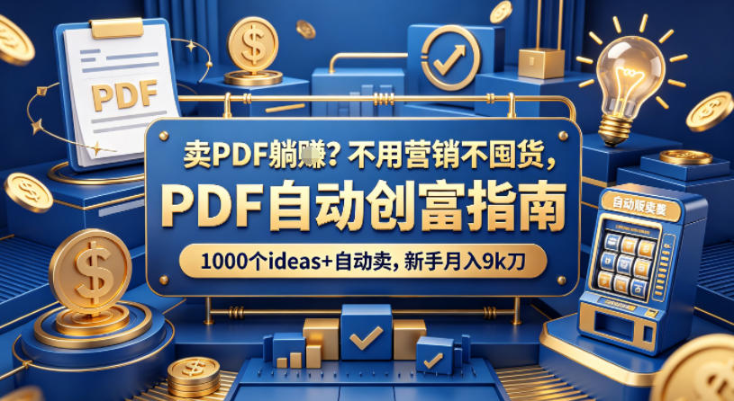 卖PDF躺賺？不用营销不囤货，PDF自动创富指南，1000个ideas+自动卖，新手月入9k刀【原创双语字幕】-搞薯条网