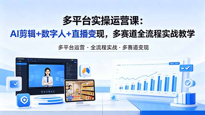 某团队多平台实操运营课-更新26年4月20：AI剪辑+数字人+直播变现，多赛道全流程实战教学-搞薯条网