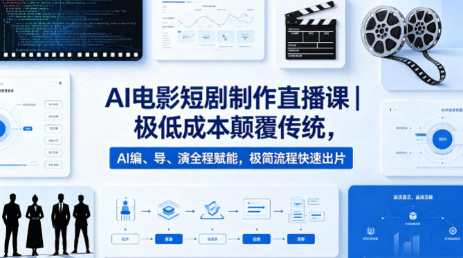 AI电影短剧制作直播课｜极低成本颠覆传统，AI编、导、演全程赋能，极简流程快速出片-搞薯条网