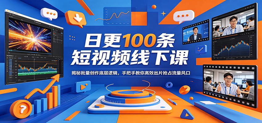 日更100条短视频线下课：揭秘批量创作底层逻辑，手把手教你高效出片抢占流量风口-搞薯条网