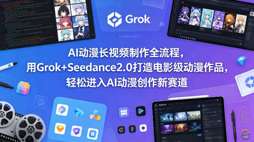 AI动漫长视频制作全流程，用Grok+Seedance2.0打造电影级动漫作品，轻松进入AI动漫创作新赛道-搞薯条网