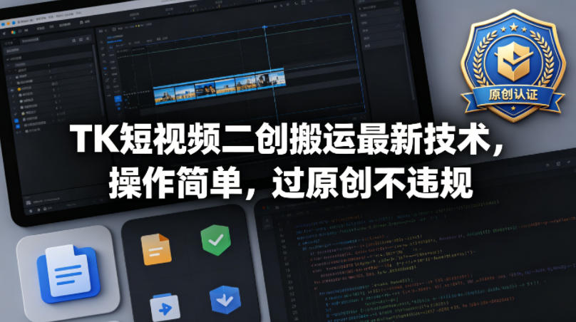 TK短视频二创搬运最新技术，操作简单，过原创不违规-搞薯条网